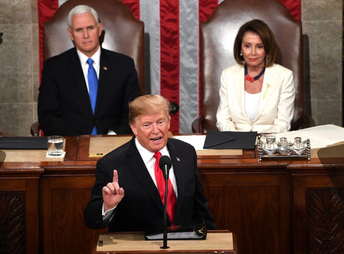 President Donald Trump delivers the State of the Union address at the Capitol in Washington on Feb. 5, 2019. (Jim Watson/AFP/Getty Images)