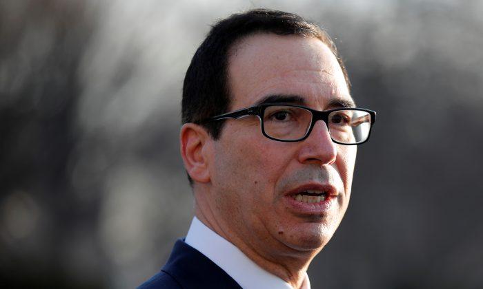 U.S. Treasury Secretary Steven Mnuchin speaks to the media at the White House in Washington, U.S. on Feb. 6, 2019. (Jim Young/Reuters)