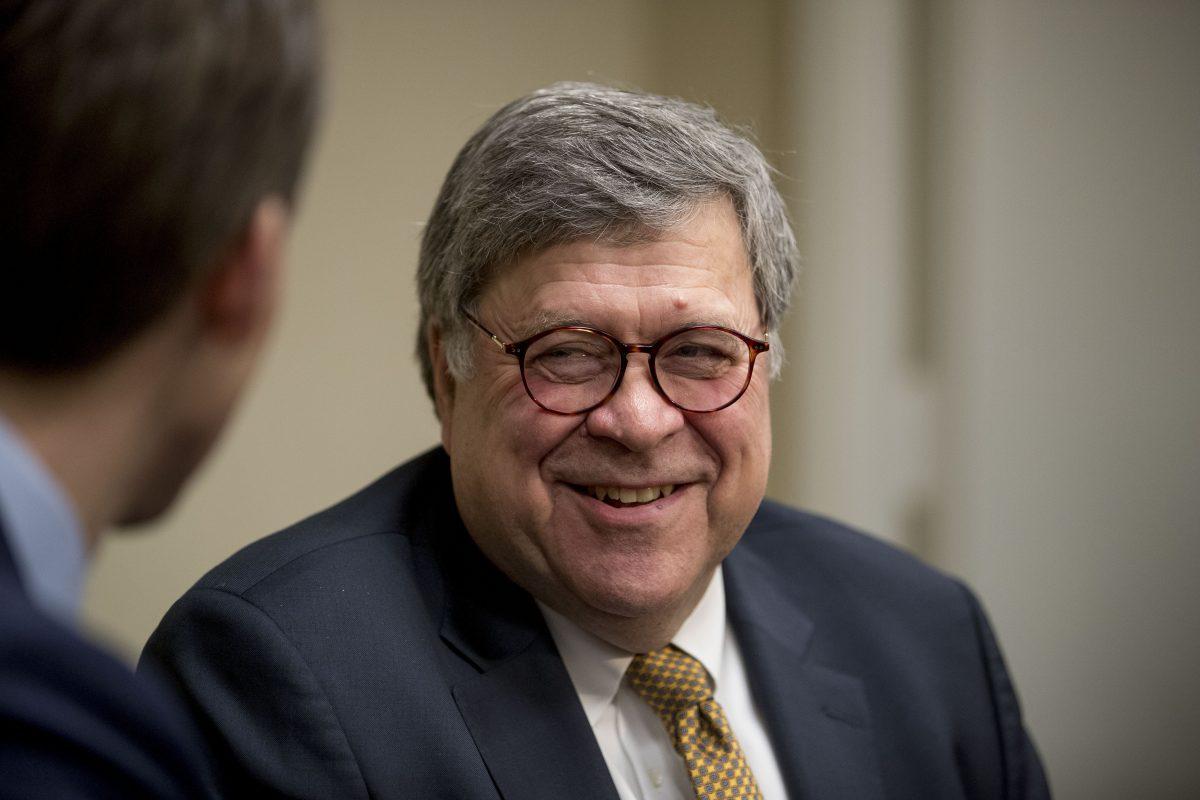In this Jan. 29, 2019, file photo, Attorney General nominee Bill Barr, right, meets with Sen. Josh Hawley, R-Miss., a member of the Senate Judiciary Committee in Washington. The Senate Judiciary Committee is poised to approve Barr’s nomination to be attorney general, a vote that is likely to be mostly along party lines as Democrats have questioned how transparent Barr will be once special counsel Robert Mueller’s Russia investigation concludes. (AP Photo/Andrew Harnik, File)