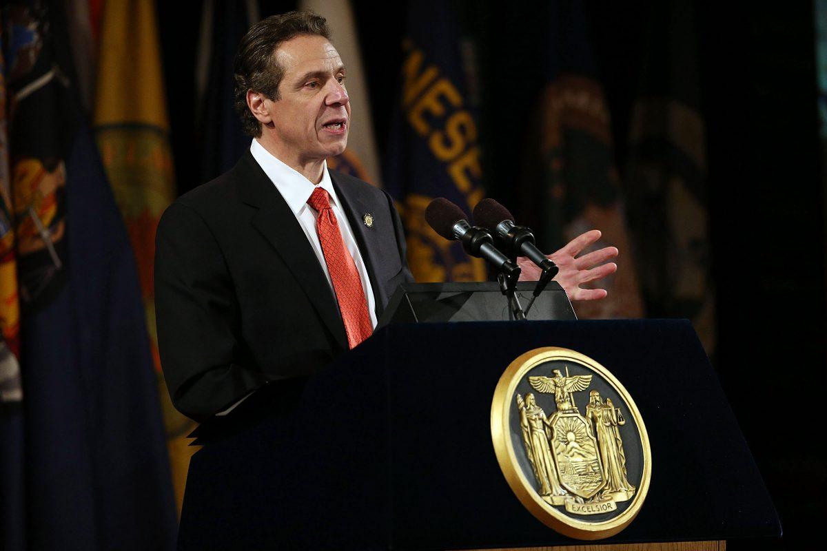 File photo showing New York State Governor Andrew Cuomo giving a State of the State address in Albany, New York, on Jan. 8, 2014. (Spencer Platt/Getty Images)
