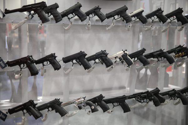 Firearms are pictured in an exhibit hall at the Kay Bailey Hutchison Convention Center during the NRA's annual convention in Dallas, Texas on May 6, 2018. (Loren Elliott/AFP/Getty Images)