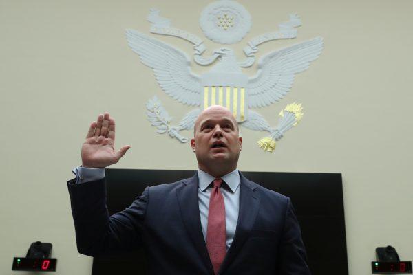 Acting U.S. Attorney General Matthew Whitaker is sworn in prior to testifying before a House Judiciary Committee hearing on oversight of the Justice Department on Capitol Hill in Washington, U.S., Feb. 8, 2019. (Jonathan Ernst/Reuters)