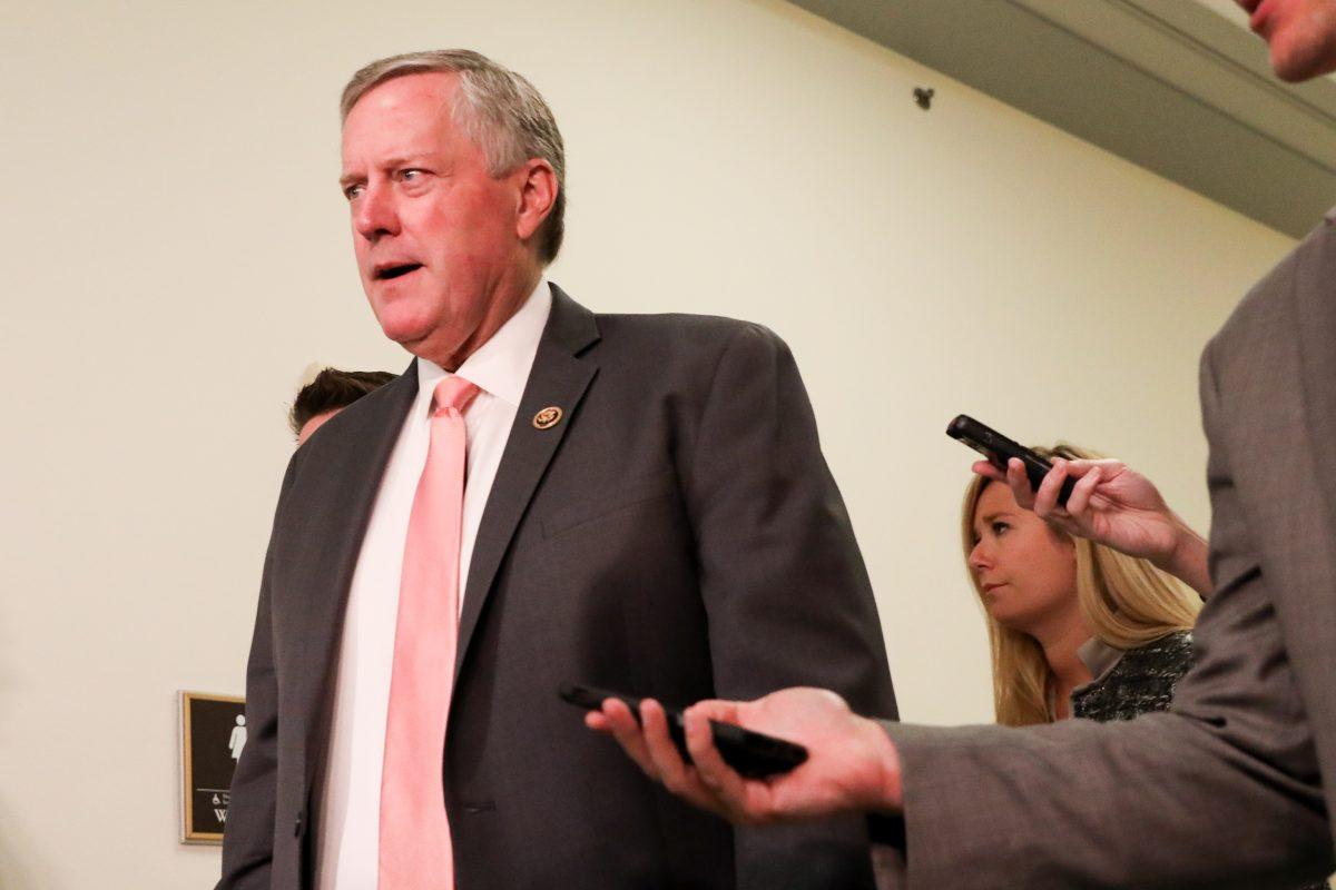 Rep. Mark Meadows (R-N.C.) speaks to media in a June 27, 2018, file photo. (Samira Bouaou/The Epoch Times)
