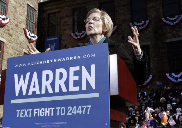  Sen. Elizabeth Warren (D-Mass.), during an event to formally launch her presidential campaign in Lawrence, Mass., on Feb. 9, 2019. (AP Photo/Elise Amendola)