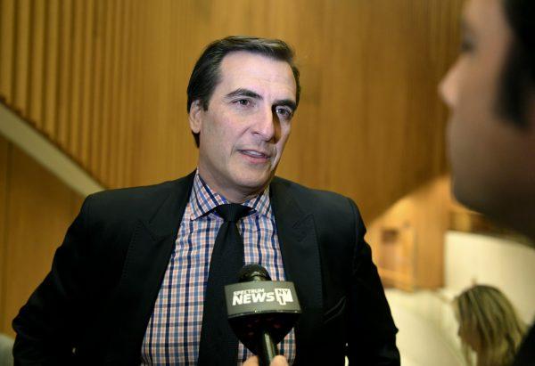 Sen. Deputy Majority Leader, Michael Gianaris (D-Astoria), speaks with reporters after listening to New York Gov. Cuomo, on Jan. 19, 2015. (Hans Pennink/AP Photo)