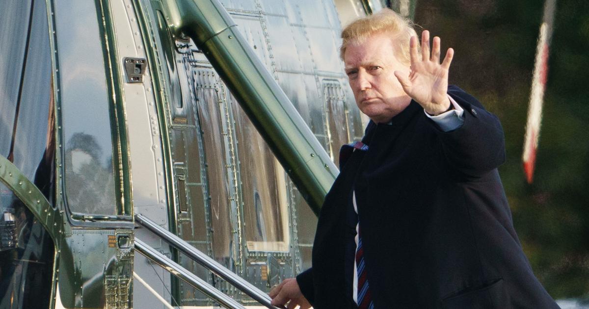 US President Donald Trump boards Marine One upon departure from Walter Reed National Military Medical Center in Bethesda, Maryland on February 8, 2019.(Mandel Ngan/AFP/Getty Images)