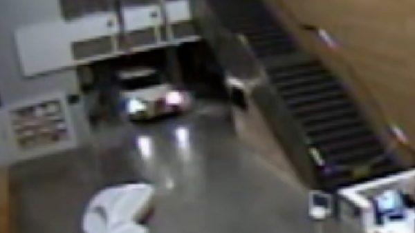 Woman drives a car into police station lobby in Los Angeles, on Feb. 9, 2019. (Screenshot Video/Los Angeles Police Department)