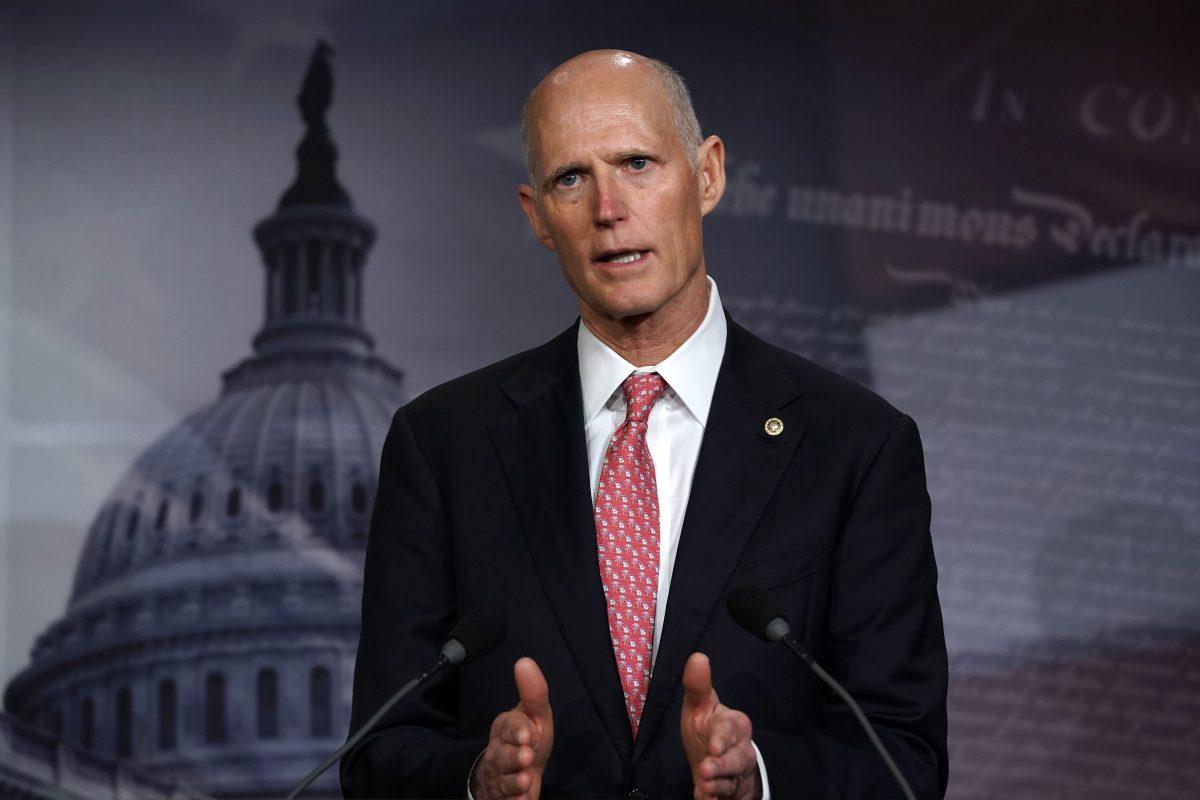 Sen. Rick Scott (R-Fla.) speaks during a news conference in Washington in a file photograph. (Alex Wong/Getty Images)