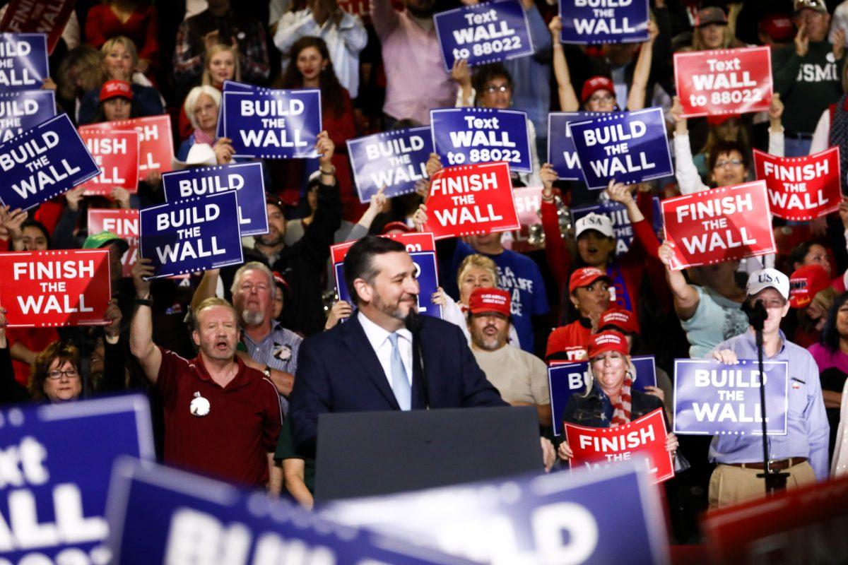 Sen. Ted Cruz (R-Texas) at a Make America Great Again rally in El Paso, Texas, on Feb. 11, 2019. (Charlotte Cuthbertson/The Epoch Times)
