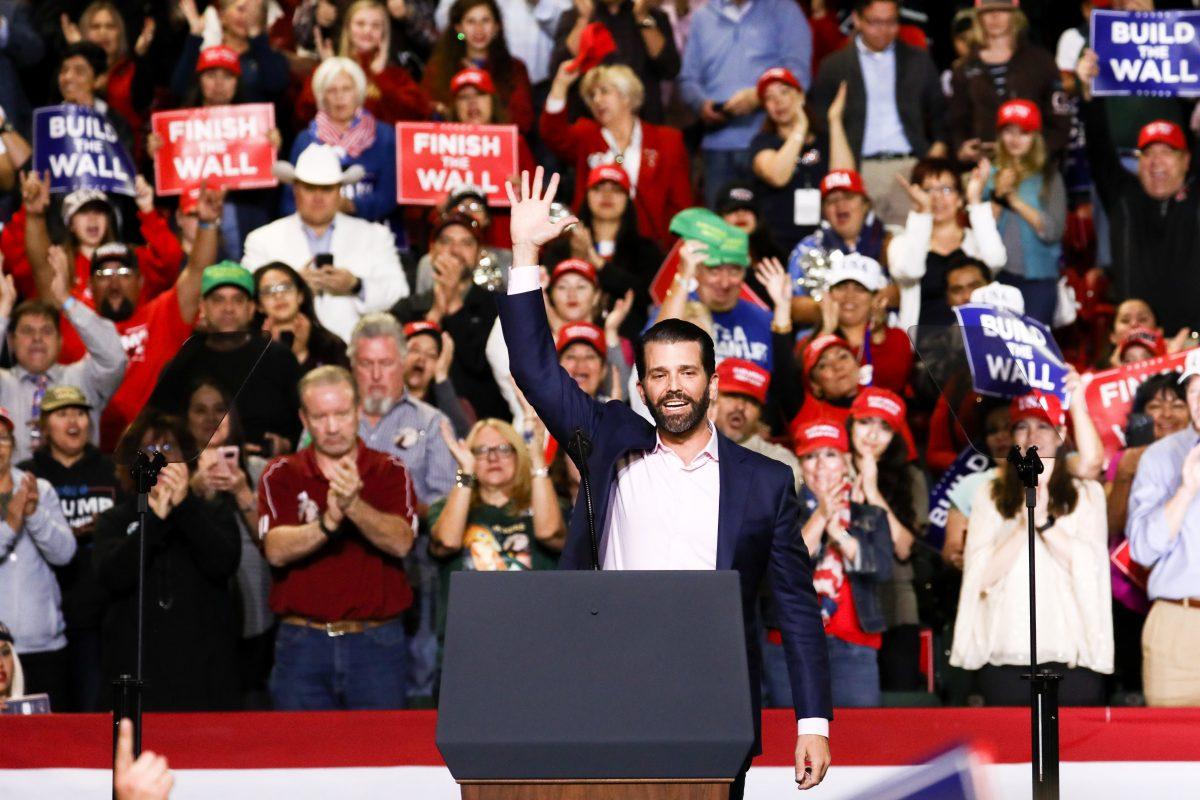 Donald Trump Jr. at a Make America Great Again rally in El Paso, Texas, on Feb. 11, 2019. (Charlotte Cuthbertson/The Epoch Times)