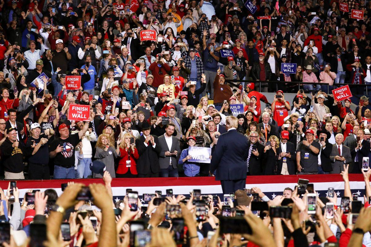 President Donald Trump at a Make America Great Again rally in El Paso, Texas, on Feb. 11, 2019. (Charlotte Cuthbertson/The Epoch Times)