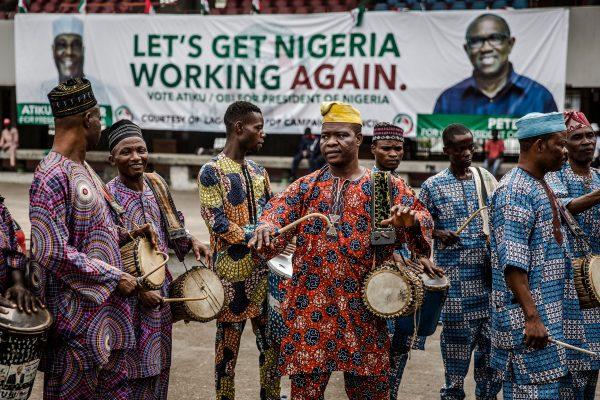 People's Democratic Party (PDP) supporters gather in Lagos' Tafawa Balewa Square where the official opposition PDP party holds a rally, on Feb. 12, 2019. (Luis Tato/AFP/Getty Images)
