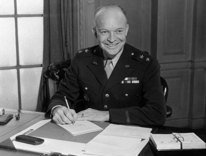 July 1942: Major General Dwight D. Eisenhower in his office. Eisenhower was later elected the 34th president of the United States. (Fox Photos/Getty Images)