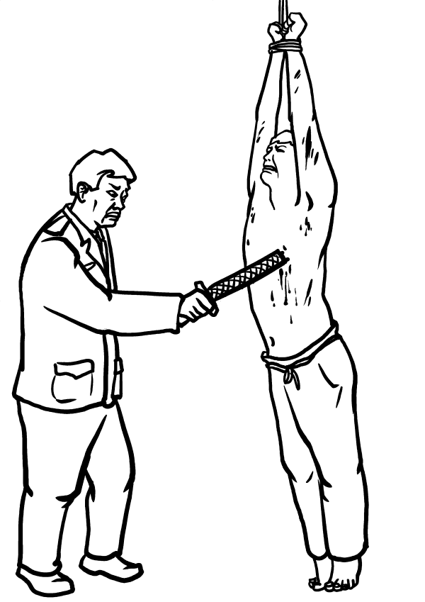 Torture by electric baton. (Minghui.org)