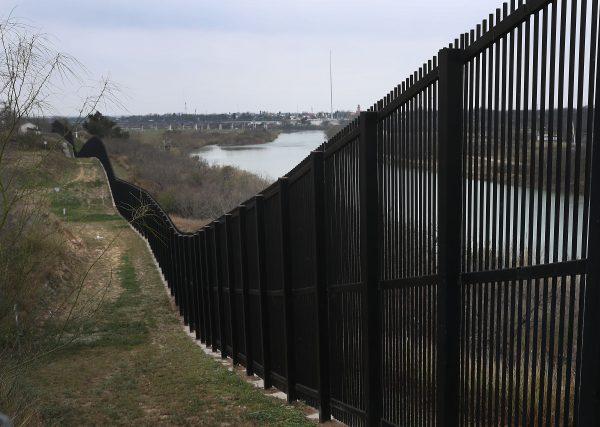 A border fence is seen near the Rio Grande, which marks the boundary between Mexico and the United States in Eagle Pass, Texas, on Feb 9, 2019. (Joe Raedle/Getty Images)