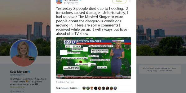 A censored grab of Katy Morgan's Twitter post shows the insults hurled at her. (Twitter / Katy Morgan - Edited by The Epoch Times)
