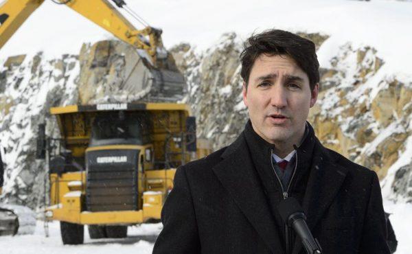 Prime Minister Justin Trudeau, at a brief appearance in Sudbury, Ontario, avoided a question about Jody Wilson-Raybould’s resignation on Feb. 13. (The Canadian Press/Sean Kilpatrick)