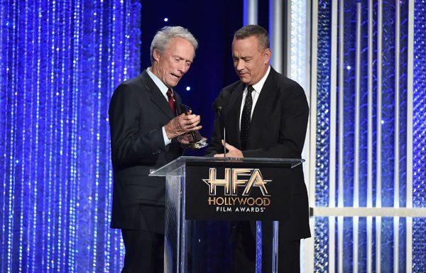 Clint Eastwood and Tom Hanks at the 20th Annual Hollywood Film Awards, 2016 (©Getty Images | <a href="https://www.gettyimages.com/detail/news-photo/presenter-clint-eastwood-and-actor-tom-hanks-recipient-of-news-photo/621544810">Alberto E. Rodriguez</a>)