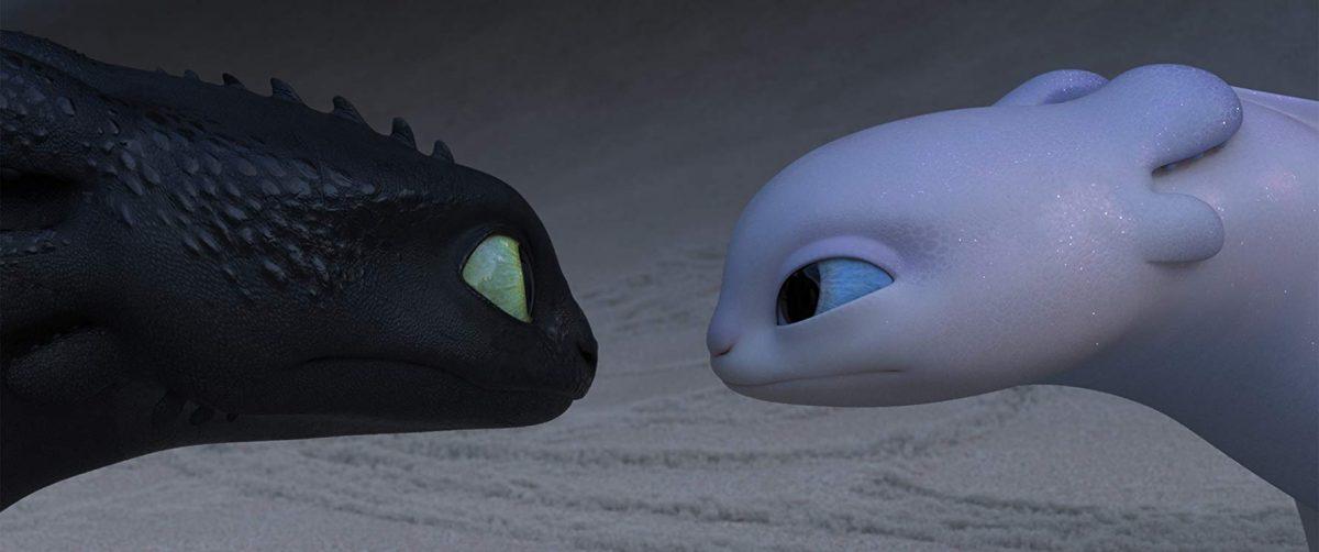 Toothless (L), the Night Fury, and his soon-to-be mate, the Light Fury, in "How to Train Your Dragon: The Hidden World." (Dreamworks Animation/Paramount Pictures)