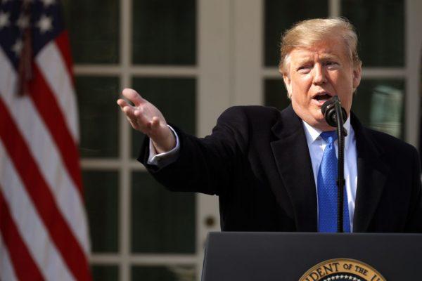 President Donald Trump speaks on border security during a Rose Garden event at the White House, on Feb. 15, 2019. (Chip Somodevilla/Getty Images)