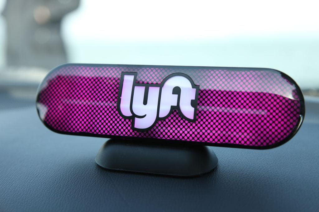 An Amp sits on the dashboard of a Lyft driver's car in a file photograph. (Kelly Sullivan/Getty Images for Lyft)
