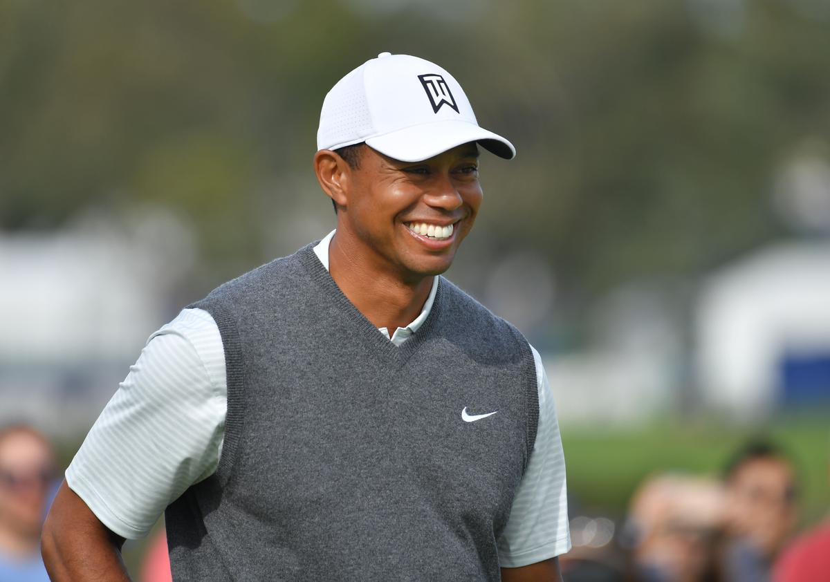 Tiger Woods reacts to his putt on the South Course during the first round of the 2019 Farmers Insurance Open at Torrey Pines Golf Course on Jan. 24, 2019 in San Diego, Calif. (Donald Miralle/Getty Images)