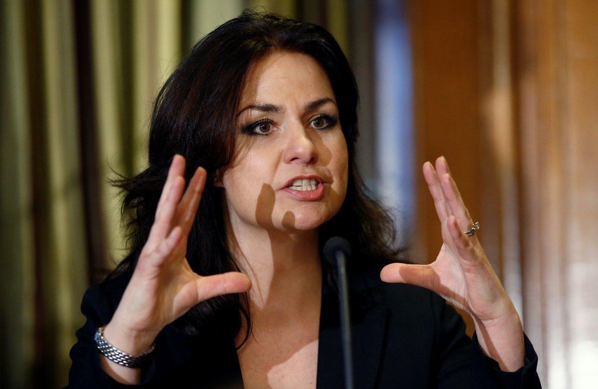 British Conservative Party MPs Heidi Allen speaks at a news conference after quitting the party in London, Britain, on Feb. 20, 2019. (Henry Nicholls/Reuters)
