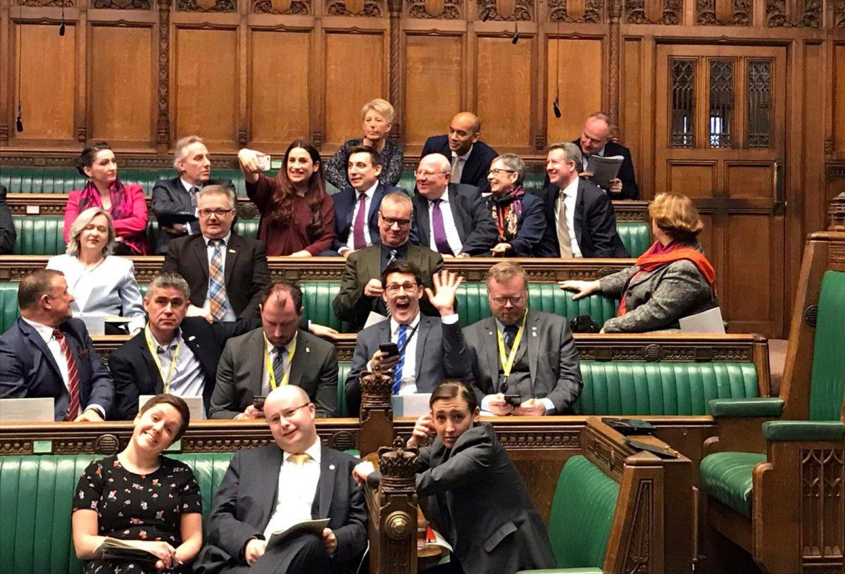 A newly formed independent parliamentary group is pictured inside UK parliament, London, Britain, on Feb. 20, 2019. (John Lamont, MP via REUTERS)