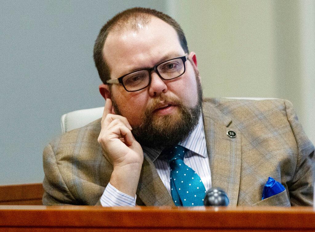 Andy Yates, a political consultant and founder of Red Dome Group, delivers testimony during the third day of a public evidentiary hearing on the 9th Congressional District voting irregularities investigation Wednesday, Feb. 20, 2019, at the North Carolina State Bar in Raleigh, N.C. (Travis Long/The News & Observer/AP/Pool)