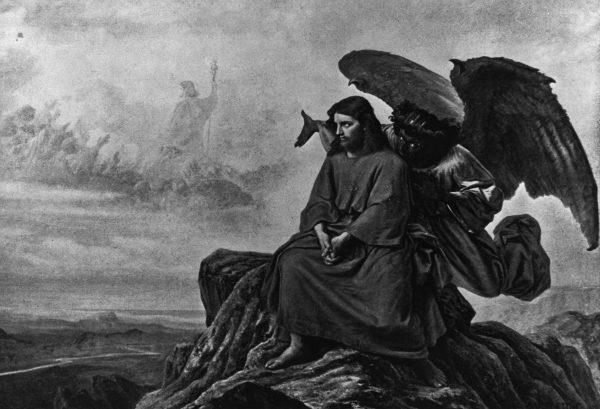 In this illustration, the devil tempts Jesus while he is alone in the desert.<br/>(Hulton Archive/Getty Images)