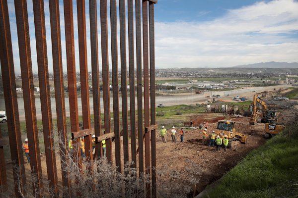 A section of the border wall is constructed on the U.S. side of the border in Tijuana, Mexico, on Jan. 28, 2019. (Scott Olson/Getty Images)