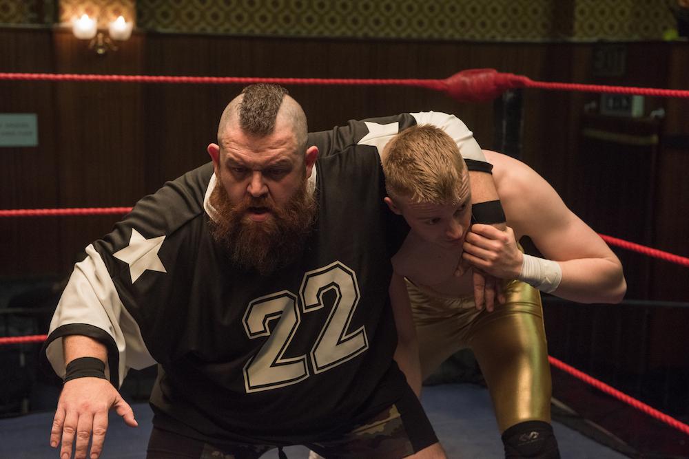 Ricky Knight (Nick Frost, L) and his son Zak Knight (Jack Lowden) in “Fighting With My Family.” (Robert Viglasky/Metro-Goldwyn-Mayer Pictures Inc.)