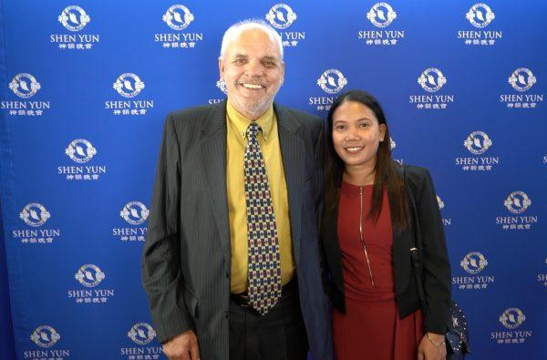 Underground gold miner Arthur Erlich (L) saw Shen Yun at Perth's Regal Theatre, Western Australia, on Feb. 22, 2019. (Victor Bernal/NTD Television)