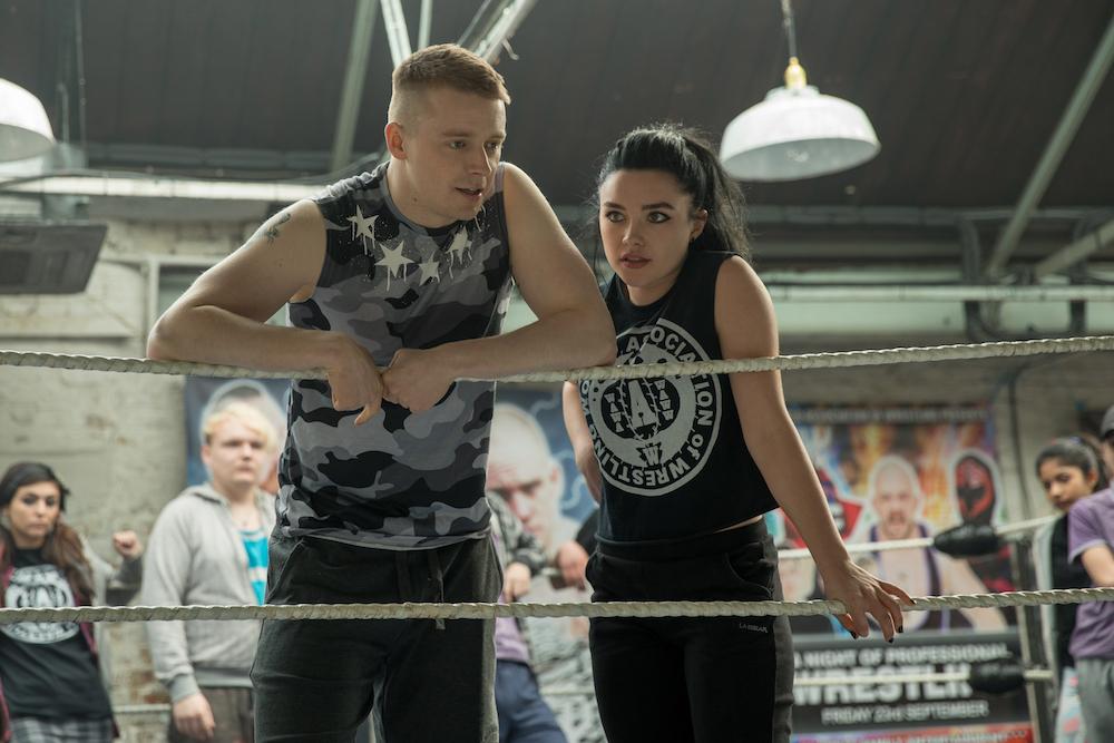 Zak Knight (Jack Lowden, L) and sister Paige (Florence Pugh) in “Fighting With My Family.” (Robert Viglasky/Metro-Goldwyn-Mayer Pictures Inc.)