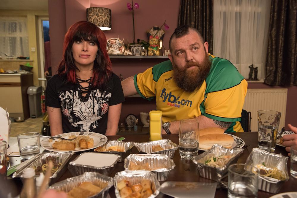 Julia Knight (Lena Headey) and Ricky Knight (Nick Frost) in “Fighting With My Family.” (Robert Viglasky/Metro-Goldwyn-Mayer Pictures Inc.)
