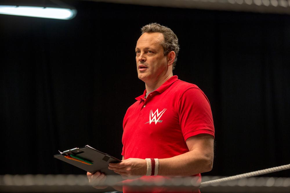 Vince Vaughn stars as wrestling coach Hutch in “Fighting With My Family.” (Robert Viglasky/Metro-Goldwyn-Mayer Pictures Inc.)