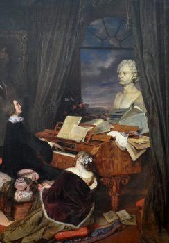 A detail of “Liszt Fantasizing at the Piano,” 1840, by Josef Danhauser. Old National Gallery, Berlin. (Public Domain)