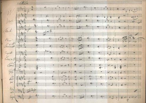 Perhaps Schubert intentionally left his Symphony No. 8 in B Minor unfinished. A page from the “Unfinished Symphony,” third movement, Facsimile, 1885, In J. R. von Herbeck’s biography on Franz Schubert. (Public Domain)