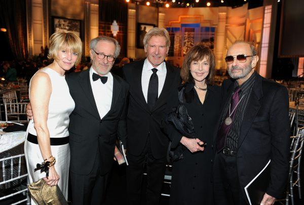 (L-R) Actress Kate Capshaw, AFI Board Member Steven Spielberg, actor Harrison Ford, writer Elaine May and Director Stanley Donen in the audience during the 38th AFI Life Achievement Award honoring Mike Nichols held at Sony Pictures Studios in Culver City, Calif., on June 10, 2010. (Frazer Harrison/AFI/Getty Images)