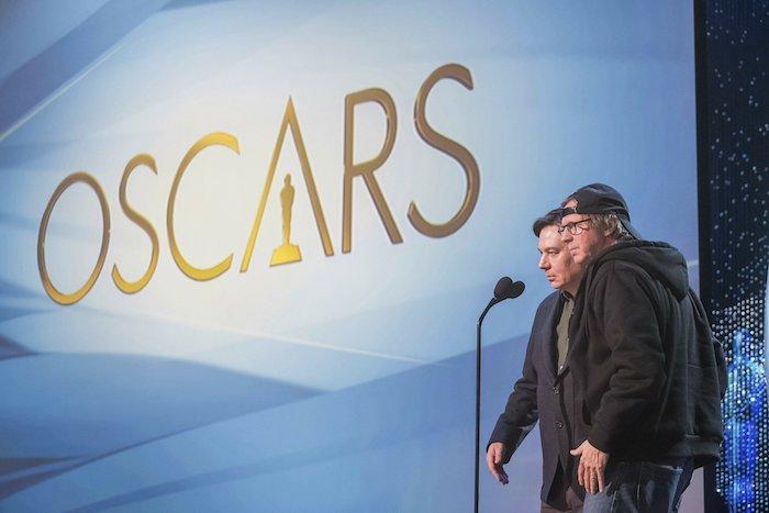 Mike Myers (L), and Dana Carvey appear during rehearsals for the 91st Academy Awards in Los Angeles on Feb. 23, 2019. (Charles Sykes/Invision/AP)