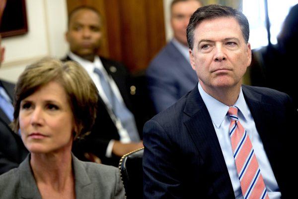 FBI Director James Comey (R) and Deputy Attorney General Sally Q. Yates (L) attend a new Implicit Bias Training program at the Department of Justice in Washington on June 28, 2016. (Saul Loeb/AFP/Getty Images)