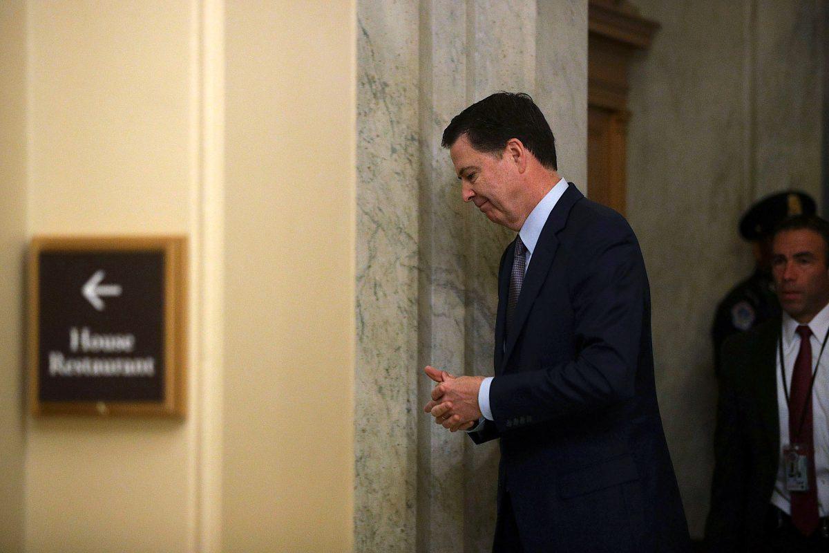 FBI Director James Comey arrives at the U.S. Capitol for a classified briefing on Russia for all members of the House of Representatives on Capitol Hill in Washington on Jan. 13, 2017. (Alex Wong/Getty Images)