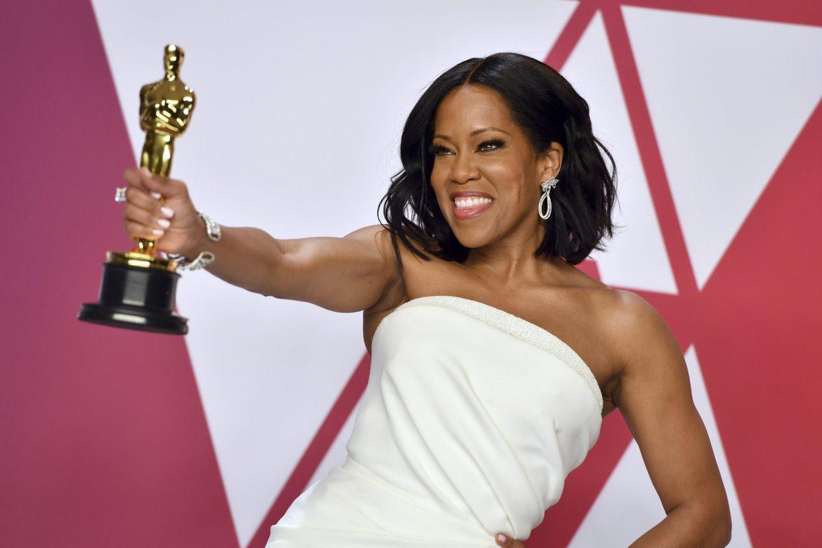 Regina King accepts the award for best performance by an actress in a supporting role for "If Beale Street Could Talk" at the Oscars, at the Dolby Theatre in Los Angeles, on Feb. 24, 2019, (Chris Pizzello/Invision/AP)