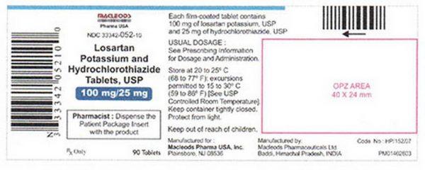 Label for the lot of Macleods Losartan that’s being recalled<br/>(FDA)