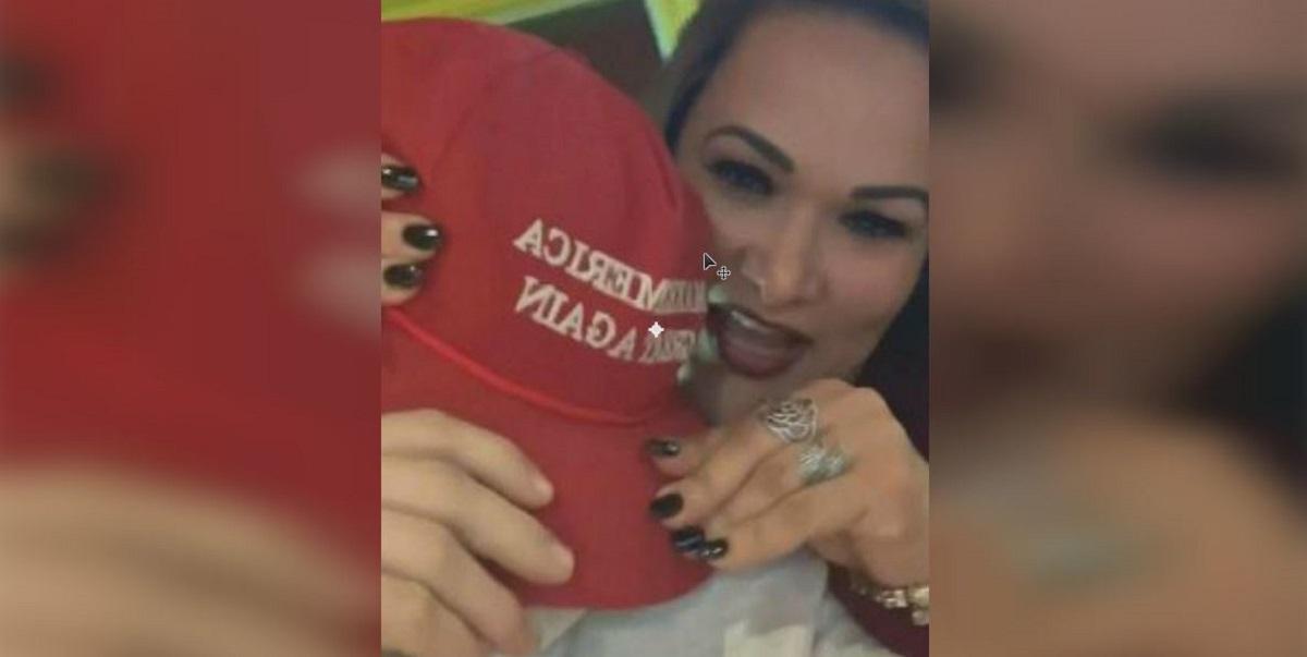 Rosaine Santos, 41, was charged after hitting a man wearing a "Make America Great Again" hat in Cape Cod, Massachusetts. (Bryton Turner/Facebook)