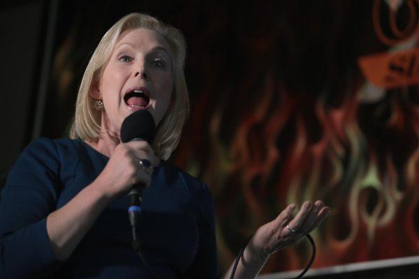 Senator Kirsten Gillibrand speaks to guests during a campaign stop at the Chrome Horse Saloon in Cedar Rapids, Iowa, on Feb. 18, 2019. (Scott Olson/Getty Images)