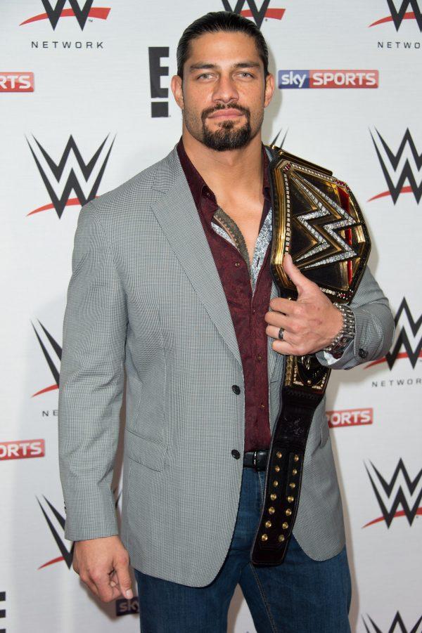 Roman Reigns arrives for WWE RAW at 02 Brooklyn Bowl in London, on April 18, 2016. (Ian Gavan/Getty Images)