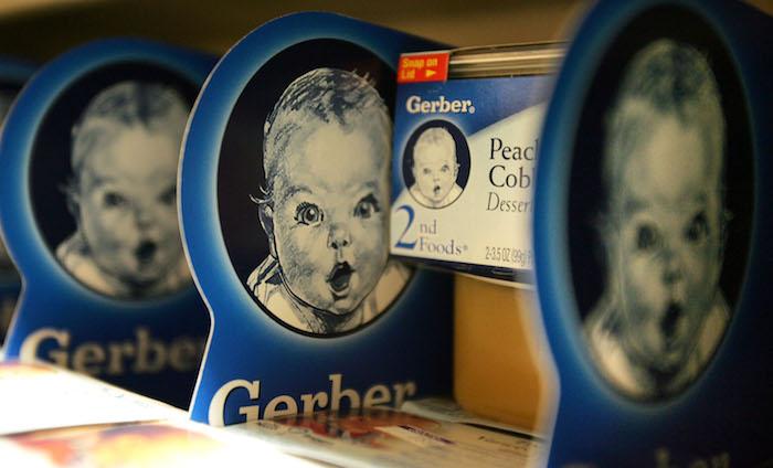 Gerber baby food products are seen on a supermarket shelf in New York City on April 12, 2007. (Mario Tama/Getty Images)