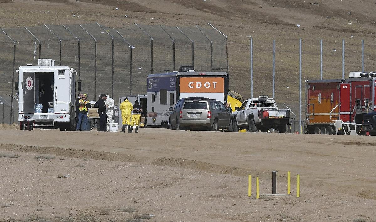 Crews search the Midway Landfill for the remains of Kelsey Berreth in Fountain, Colo. on Feb. 26, 2019. (Jerilee Bennett/The Gazette via AP)