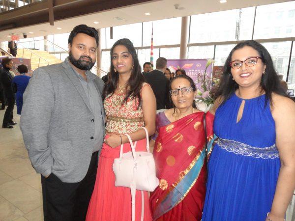(L-R) Vinay Sukumar, his wife Sangeetha, his mother, and sister Vaishnavi enjoyed Shen Yun Performing Arts on March 31, 2019 at the Four Seasons Centre for the Performing Arts. (Madalina Hubert/The Epoch Times)